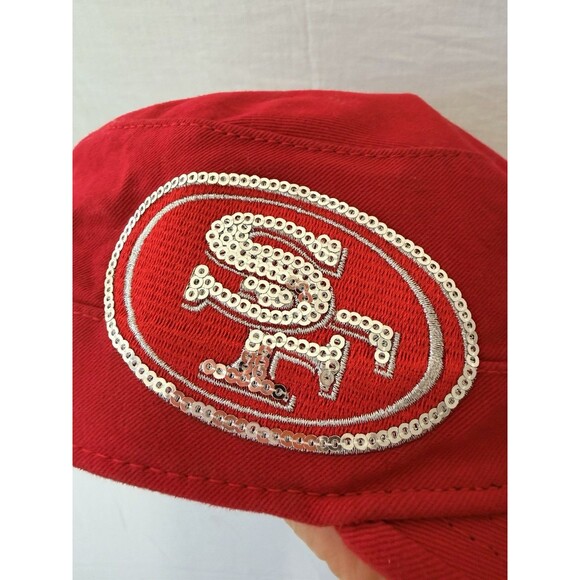 NFL San Francisco 49ers Women’s Red Sequin SF Cadet Military Hat Cap Adjustable main image 15